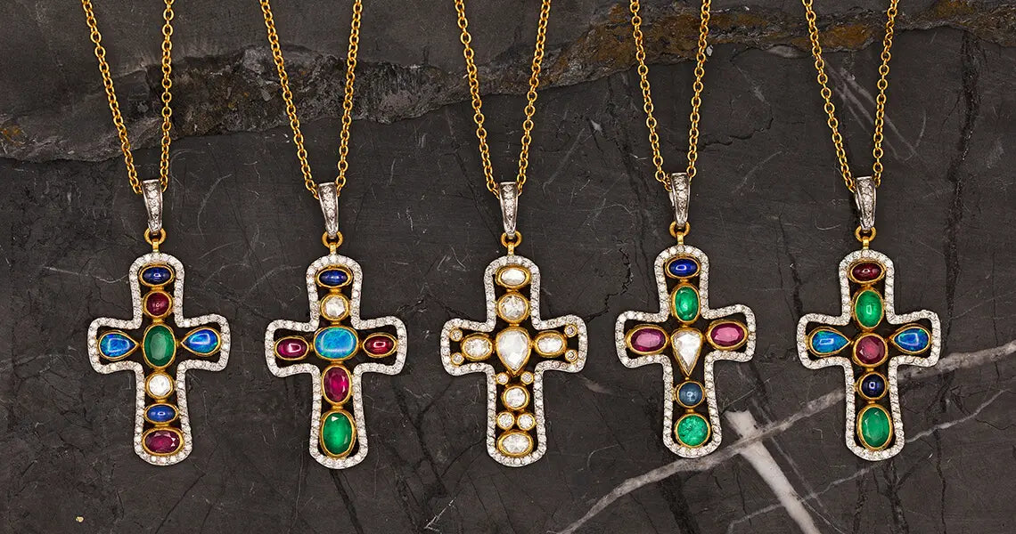 Hammered Cut-out Cross Charms, Antique Gold (10)