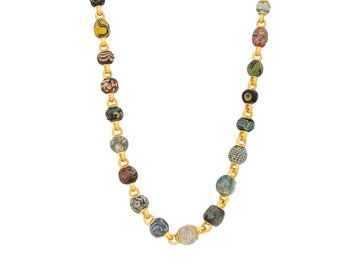GURHAN, GURHAN Antiquities Gold Link Short Necklace, Graduated, Luck Beads