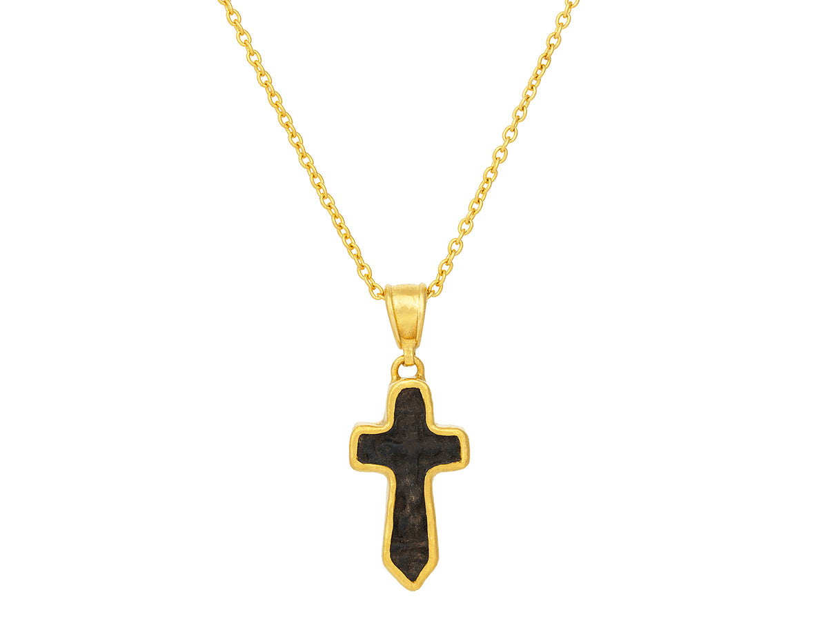 GURHAN Antiquities Gold Bronze Cross Pendant Necklace, 11mm Wide GURHAN Antiquities Gold Bronze Cross Pendant Necklace, 11mm Wide