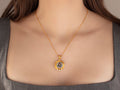 GURHAN, GURHAN Antiquities Gold Pendant Necklace, 14mm Round Scarab set in Wide Frame, Micro Mosaic and Diamond