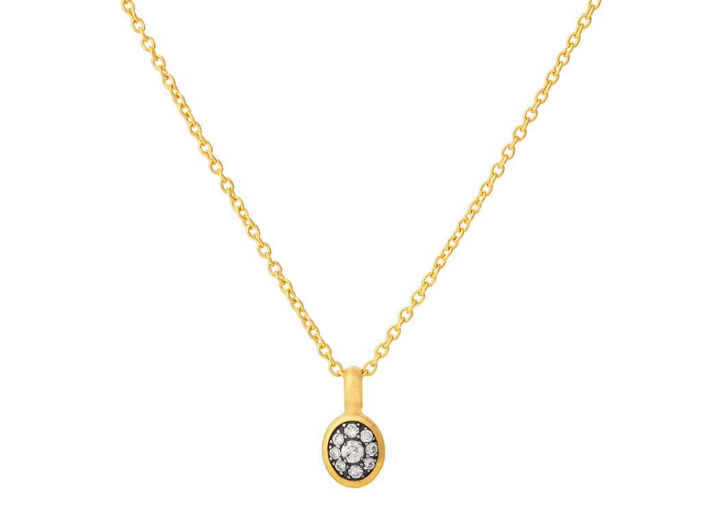 GURHAN, GURHAN Celestial Gold Pendant Necklace, Small Oval, Blackened Silver Pave, Diamond