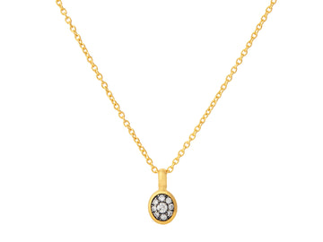 GURHAN, GURHAN Celestial Gold Pendant Necklace, Small Oval, Blackened Silver Pave, Diamond