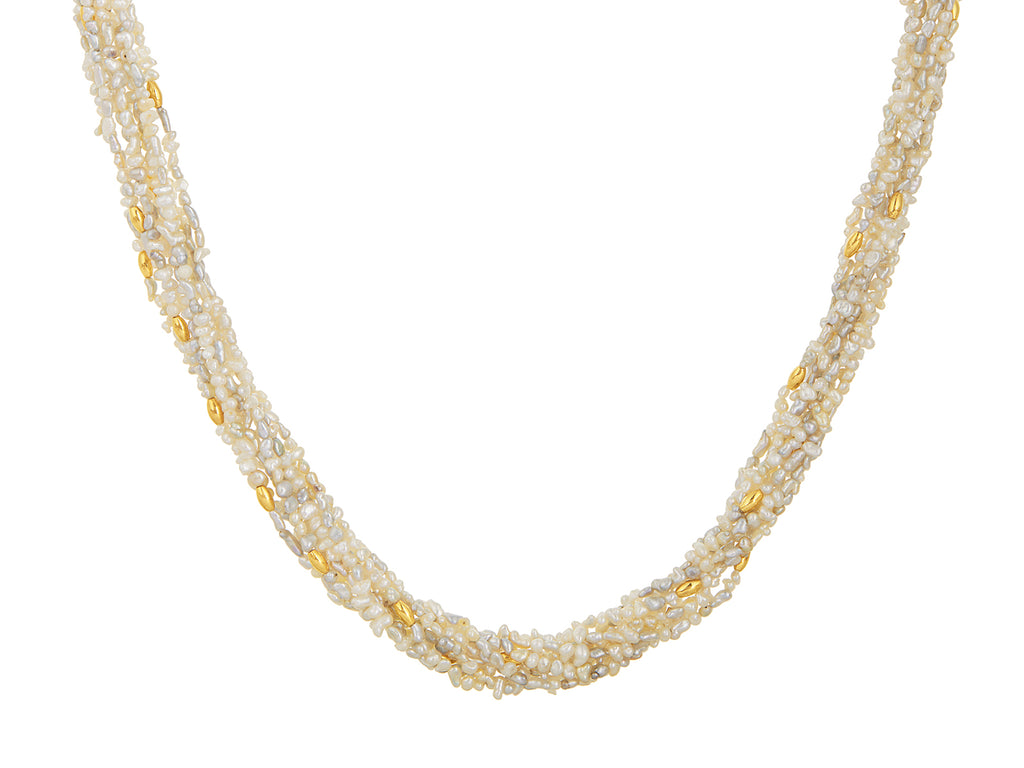 GURHAN, GURHAN Flurries Gold Beaded Long Necklace, 9-Strand with Double "S" Clasp, Pearl