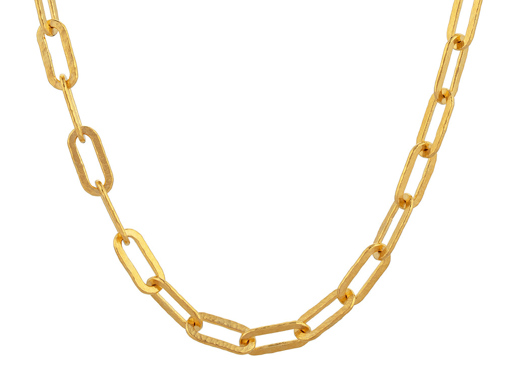 GURHAN, GURHAN Hoopla Gold Link Short Necklace, 12x4mm Oval, Diamond Accents