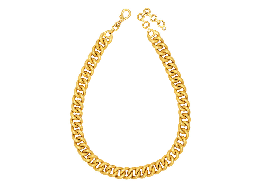 GURHAN, GURHAN Hoopla Gold Link Short Necklace, 14mm Twisted Round, Diamond on Clasp