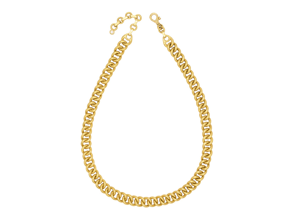 GURHAN, GURHAN Hoopla Gold Link Short Necklace, 10mm Twisted Round, Diamond on Clasp