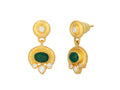 GURHAN, GURHAN Muse Gold Single Drop Earrings, 7x5mm Oval set in Wide Frame, Post Top, Emerald and Diamond