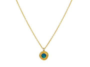 GURHAN, GURHAN Muse Gold Pendant Necklace, 6mm Round set in Twisted Frame, Opal