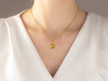 GURHAN, GURHAN Muse Gold Pendant Necklace, 9x7mm Teardrop set in Wide Frame, Peridot and Diamond