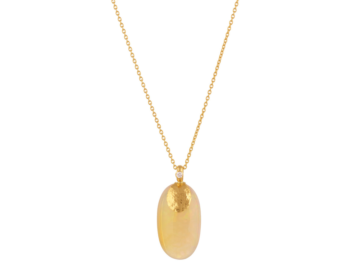 GURHAN Wishbone Gold Opal Pendant Necklace