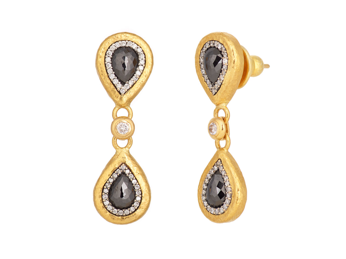 Crown One of a Kind 24K Gold Carnelian Single Drop Earrings, 14