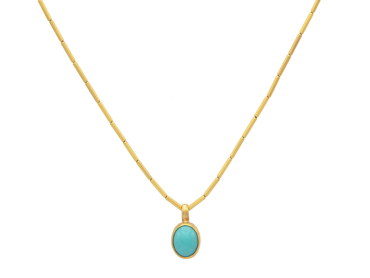 GURHAN, GURHAN Rain Gold Pendant Necklace, Oval Cabochon, with Turquoise
