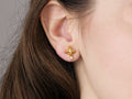 GURHAN, GURHAN Spell Gold Post Stud Earrings, Round "X" Beads, Diamond