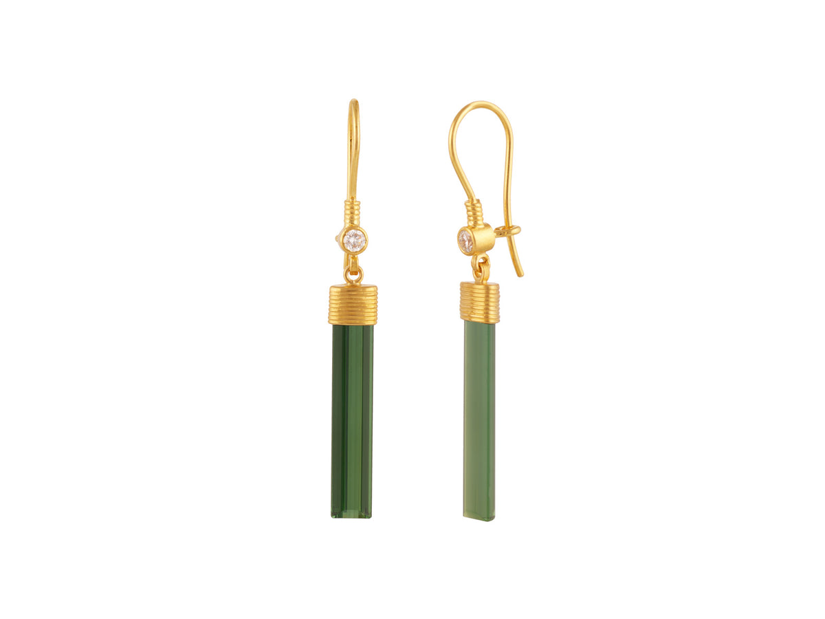 Gurhan One of a Kind Black Diamond Earrings in 24 Karat Yellow Gold For