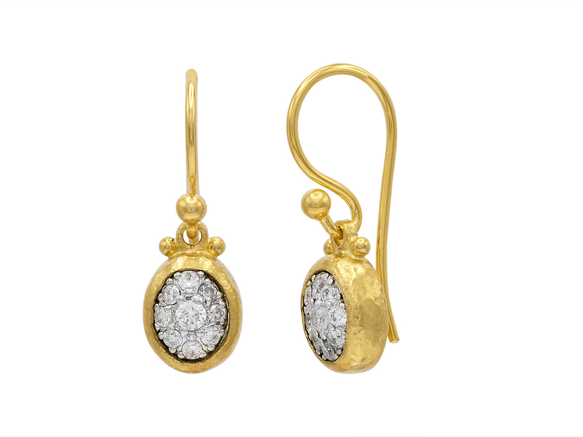 GURHAN, GURHAN Celestial Gold Single Drop Earrings, Oval on Wire Hook, with Diamond
