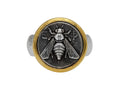 GURHAN, GURHAN Coin Sterling Silver Cocktail Ring, 17mm Bee Emblem, No Stone, Gold Accents