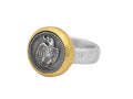 GURHAN, GURHAN Coin Sterling Silver Round Cocktail Ring, Eagle, with No Stone & Gold Accents