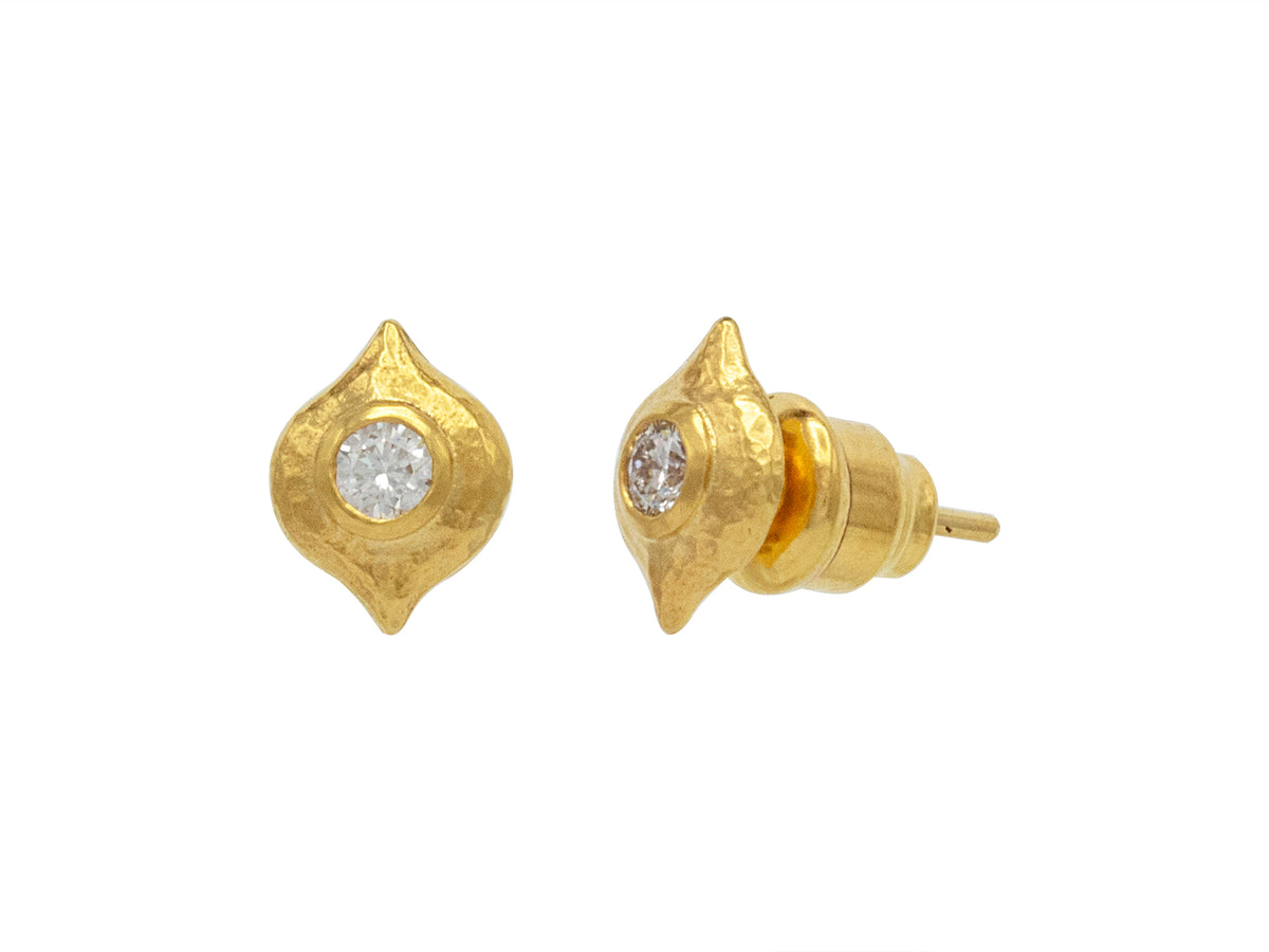 GURHAN, GURHAN Droplet Gold Post Stud Earrings, Small Lantern, with Diamond