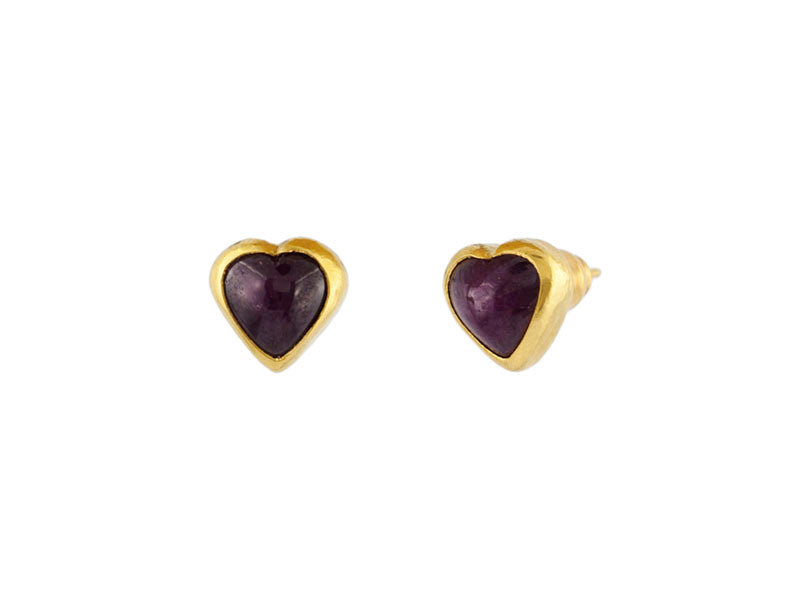 GURHAN, GURHAN Romance Gold Post Stud Earrings, 10mm Heart Shape, with Ruby