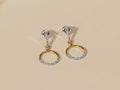 GURHAN Geo Gold Post Drop Earrings, Open Round, with Diamond Pave