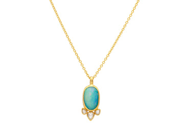 GURHAN, GURHAN Elements Gold Pendant Necklace, 16x10mm Oval, with Opal and Diamond