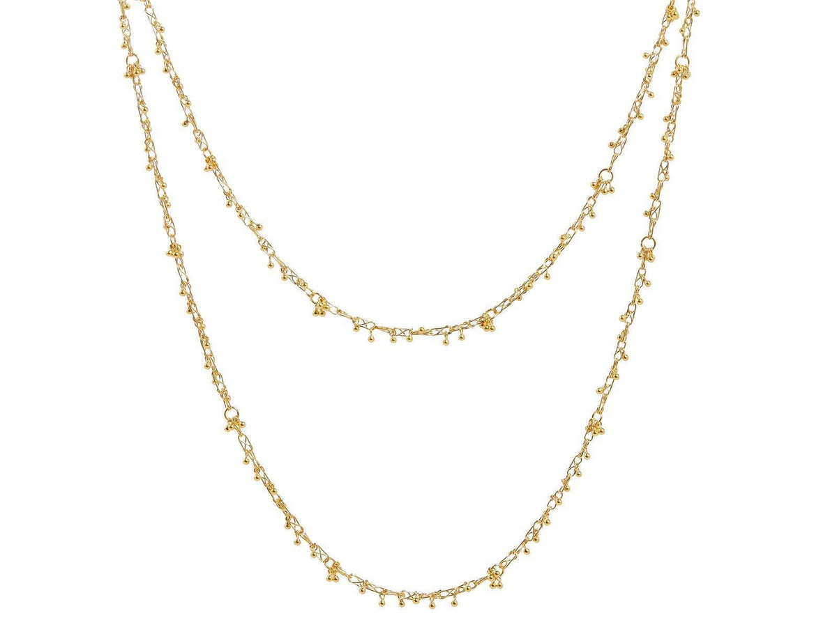GURHAN Boucle Gold Link Long Necklace, Thin Crossed Strands