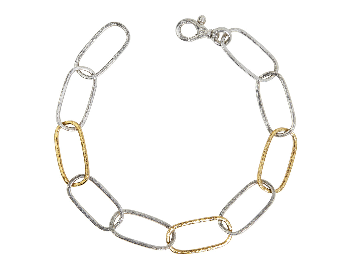 GURHAN, GURHAN Geo Sterling Silver All Around Link Bracelet, Elongated Oval, with No Stone & Gold Accents