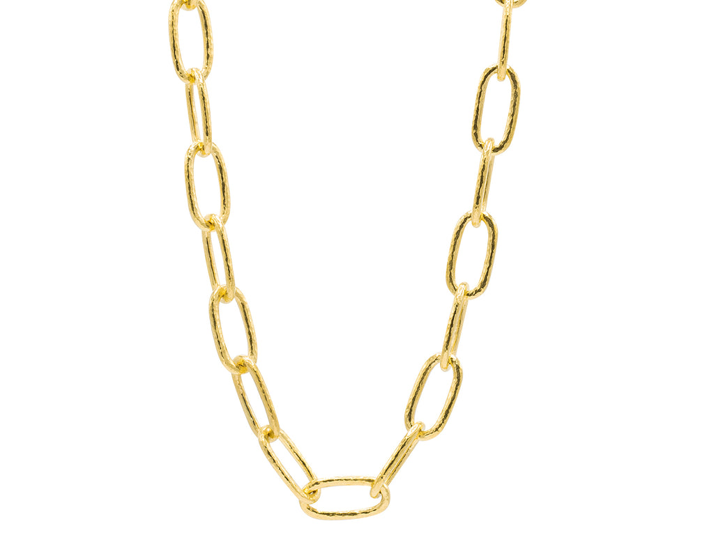 GURHAN, GURHAN Hoopla Gold Link Short Necklace, 20mm Oval, with No Stone