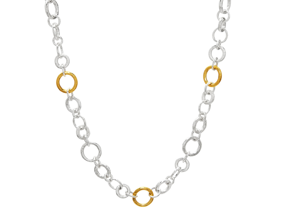 GURHAN, GURHAN Hoopla Sterling Silver Link Necklace, Mixed, with No Stone & Gold Accents