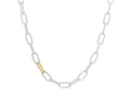 GURHAN, GURHAN Hoopla Sterling Silver Link Short Necklace, 7.5mm Wide Oval, No Stone, Gold Accents