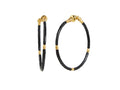 GURHAN, GURHAN Jet Set Gold Beaded Hoop Earrings, 35mm, Jet Beads
