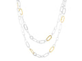 GURHAN, GURHAN Mango Sterling Silver Link Necklace, Long Flat Rectangle, with No Stone & Gold Accents