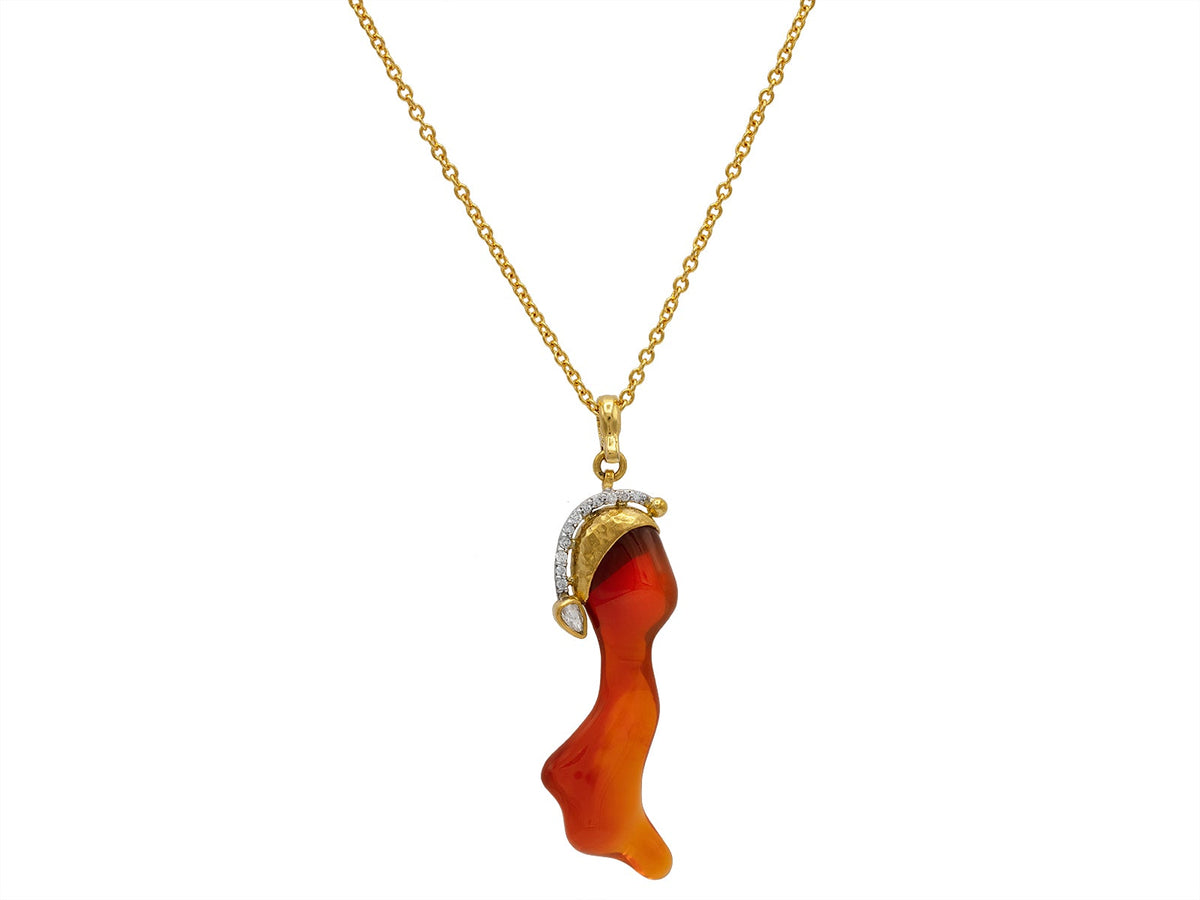 GURHAN, GURHAN Pandora's Box Gold Pendant Necklace,  with Mexican Opal