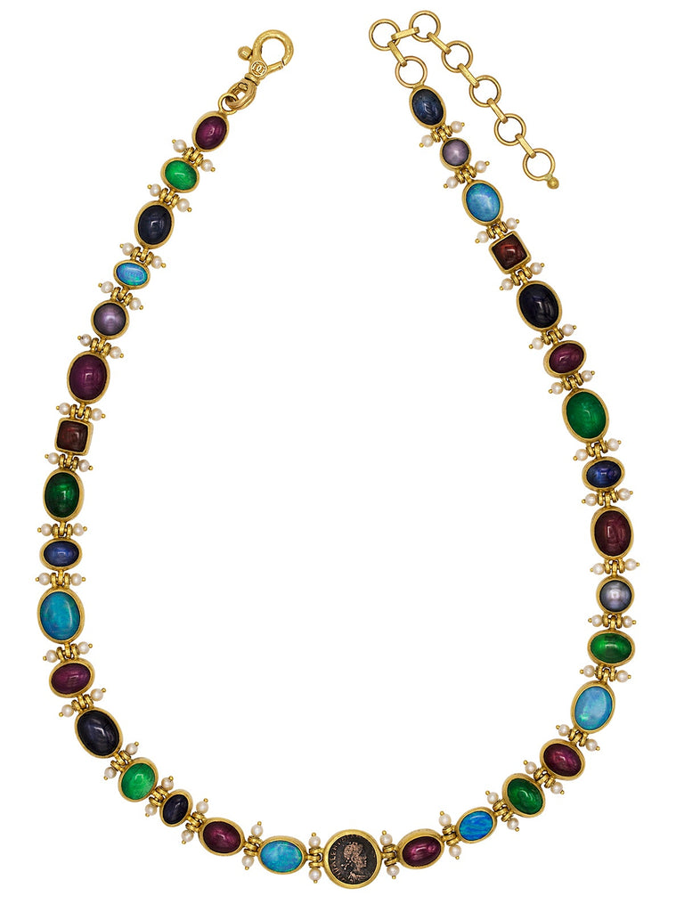 GURHAN, GURHAN Rune Gold All Around Necklace,  with Mixed Stones