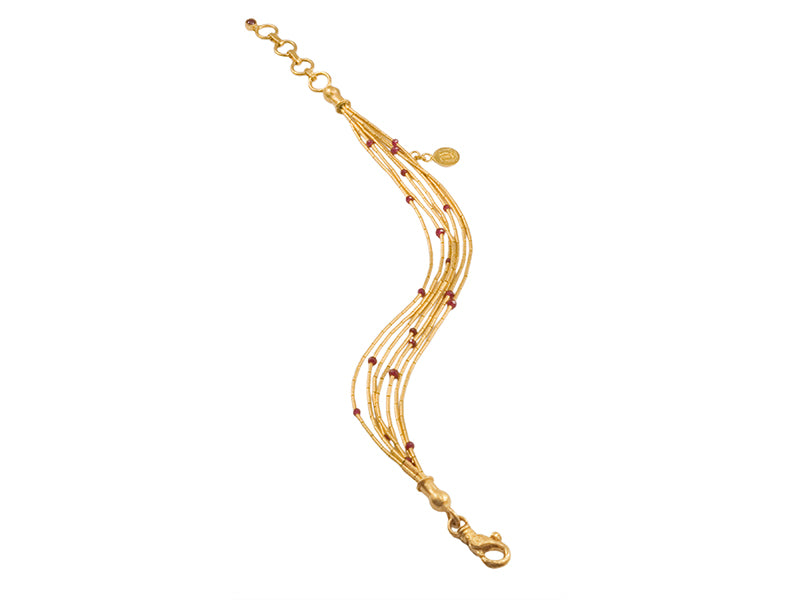 GURHAN, GURHAN Rain Gold Beaded Multi-Strand Bracelet, 7-Strand, Ruby
