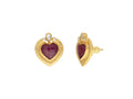 GURHAN, GURHAN Romance Gold Post Stud Earrings, 11mm Heart set in Wide Frame, with Ruby and Diamond
