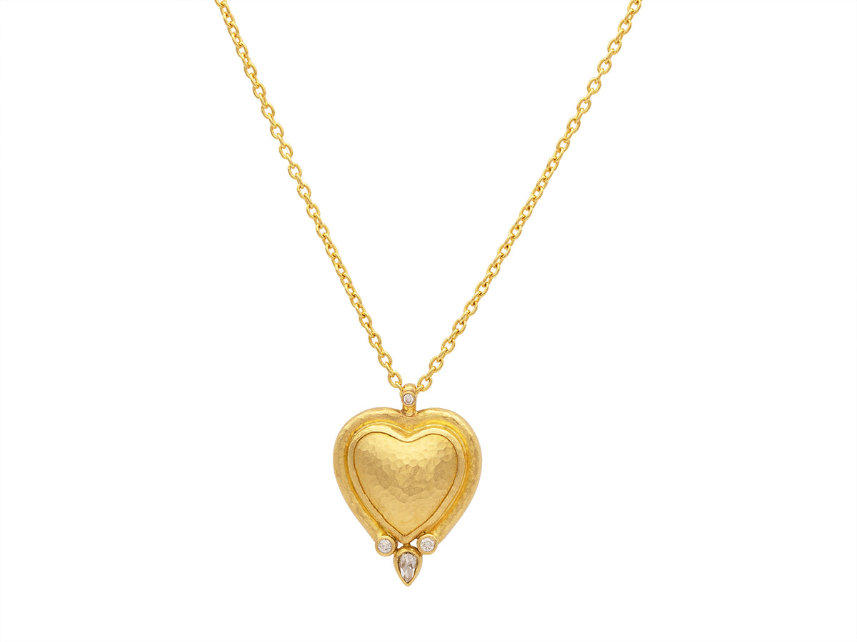 GURHAN, GURHAN Romance Gold Pendant Necklace, 21mm Heart, Diamond
