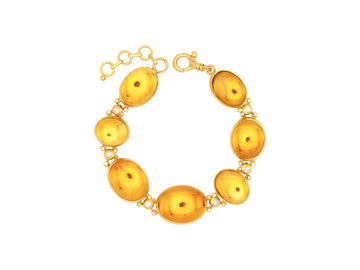 GURHAN, GURHAN Rune Gold All Around Single-Strand Bracelet, Mixed Oval Cabochon, with Citrine and Diamond