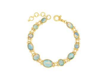 GURHAN, GURHAN Rune Gold All Around Single-Strand Bracelet, Mixed Round and Oval Cabochon, with Opal and Diamond