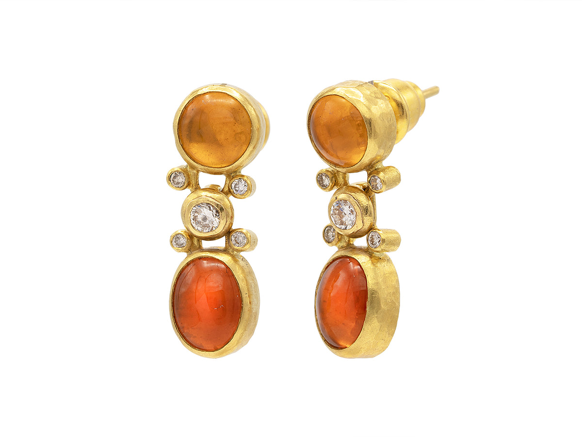 GURHAN, GURHAN Rune Gold Drop Earrings, Butterfly Links, with Opal and Diamond