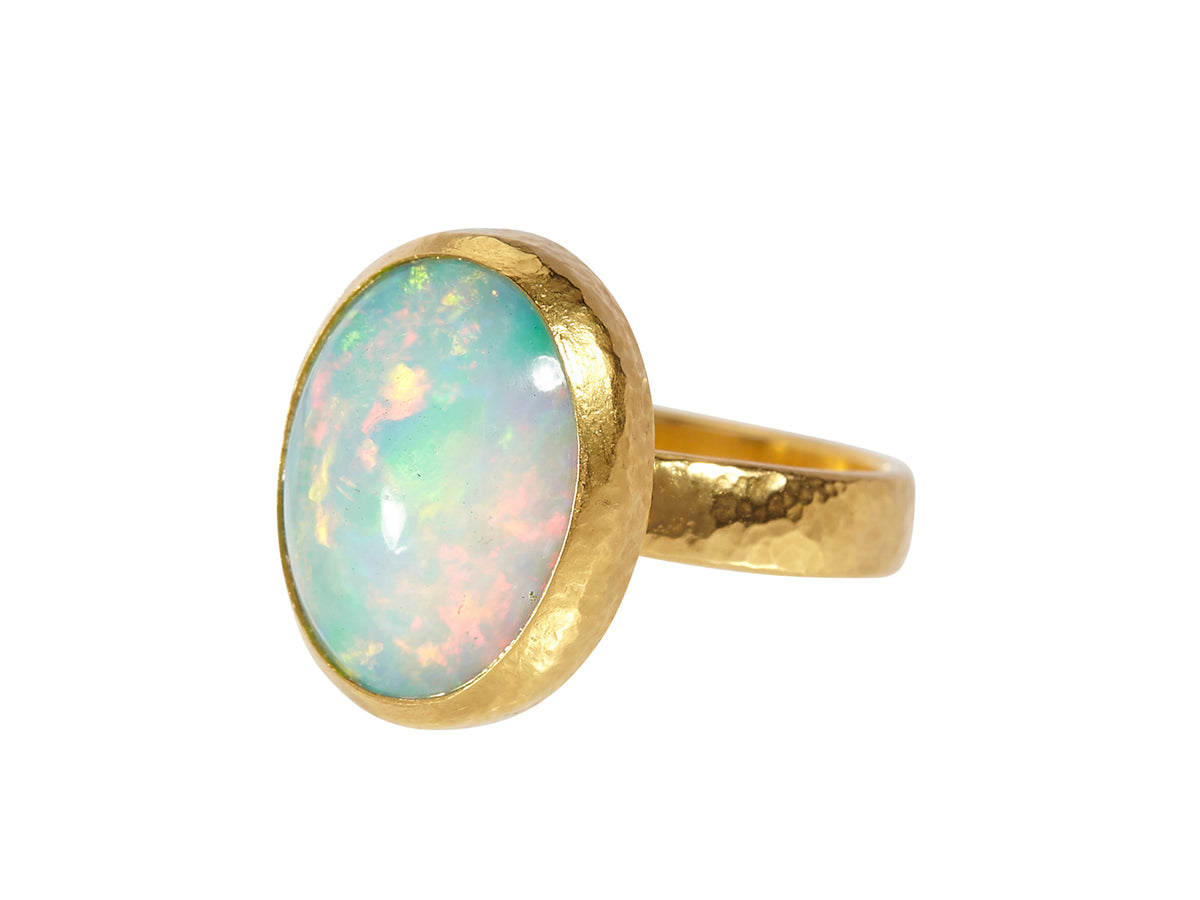 GURHAN, GURHAN Rune Gold Stone Cocktail Ring, 17x13mm Oval, with Opal