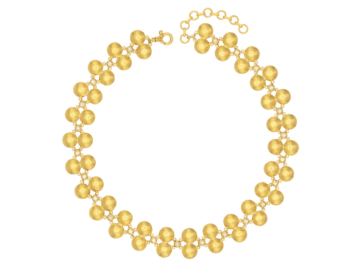 GURHAN, GURHAN Spell Gold All Around Short Necklace, 10mm Round Double Lentil Shapes, Diamond Accents