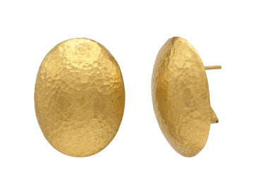 GURHAN, GURHAN Spell Gold Clip Post Stud Earrings, 28mm Oval, No Stone