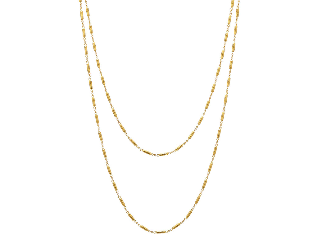 GURHAN, GURHAN Vertigo Gold Link Long Necklace, 2.5mm Beads and Chain, with No Stone