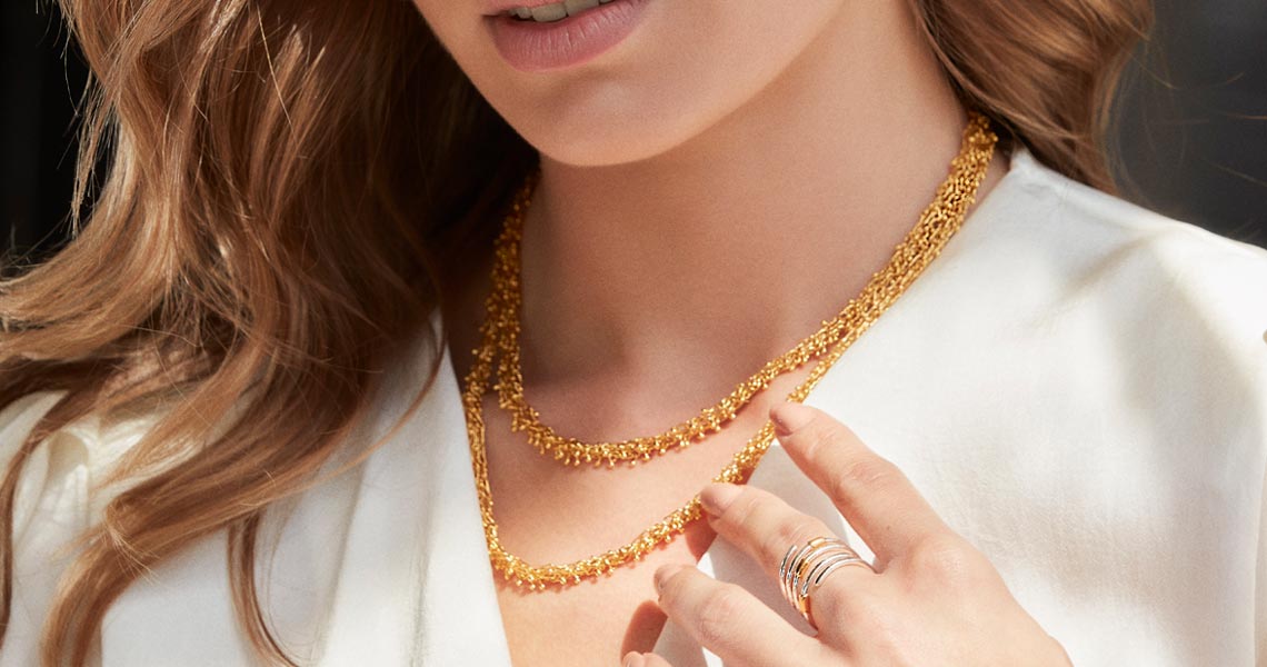 24k and 22k designer gold cluster necklace