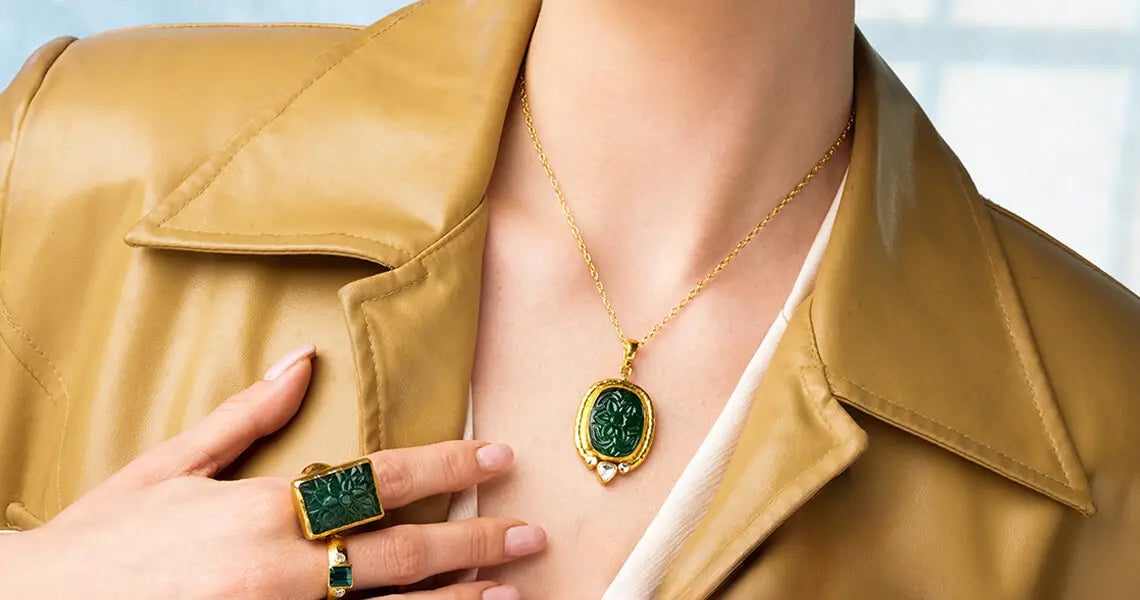 GURHAN 24K Gold: Emerald Pendant, Bead & Diamond Necklaces