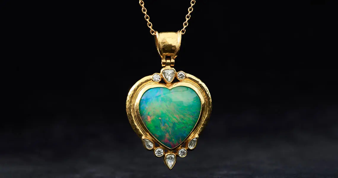 GURHAN 24K Gold: Australian, Fire & Blue Opal Pendant Necklaces