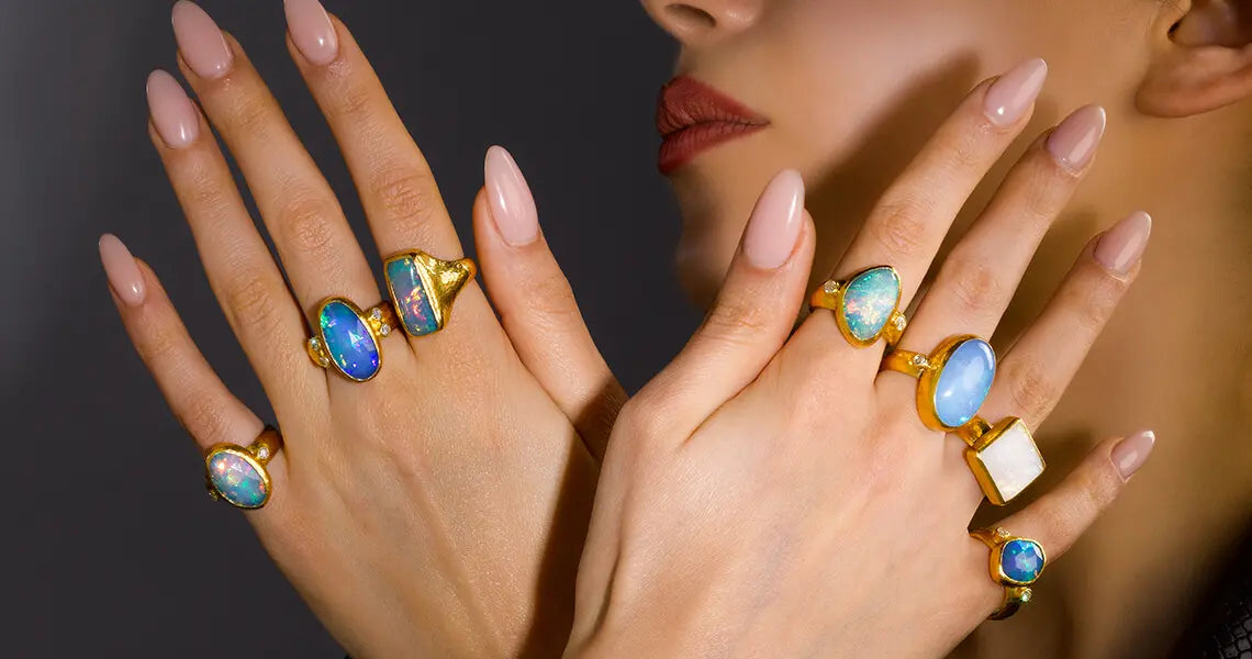 GURHAN 24K Gold: Fire, Blue & Diamond Opal Ring Designs