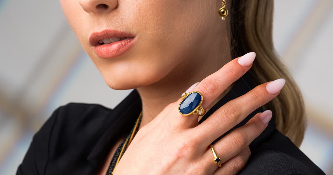 GURHAN 24K Gold: Blue, Pink & Diamond Sapphire Ring Designs