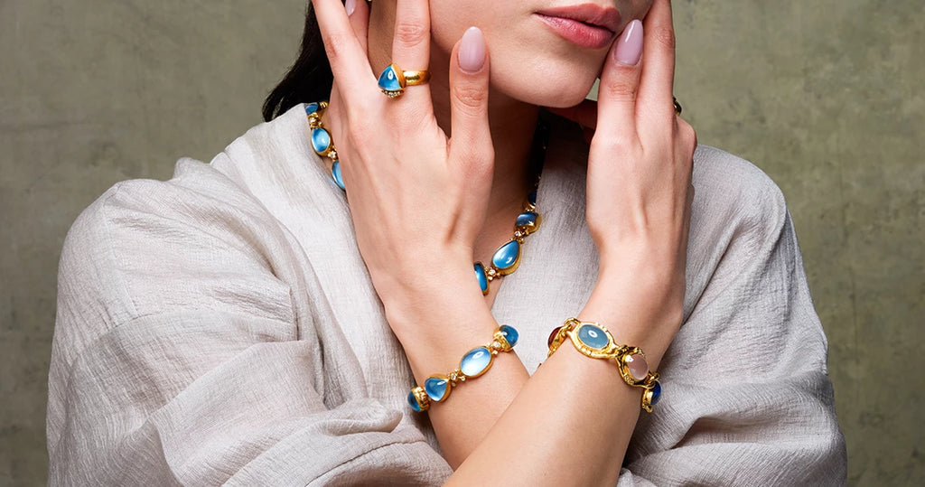 Statement Gold Gemstone Bracelets